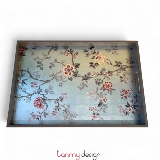 Rectangle lacquer tray with flowers  40*55cm